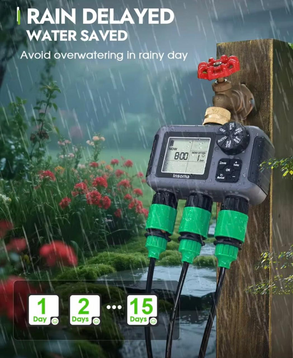 Temporizador de Riego Digital Automático 3 Salidas Lcd