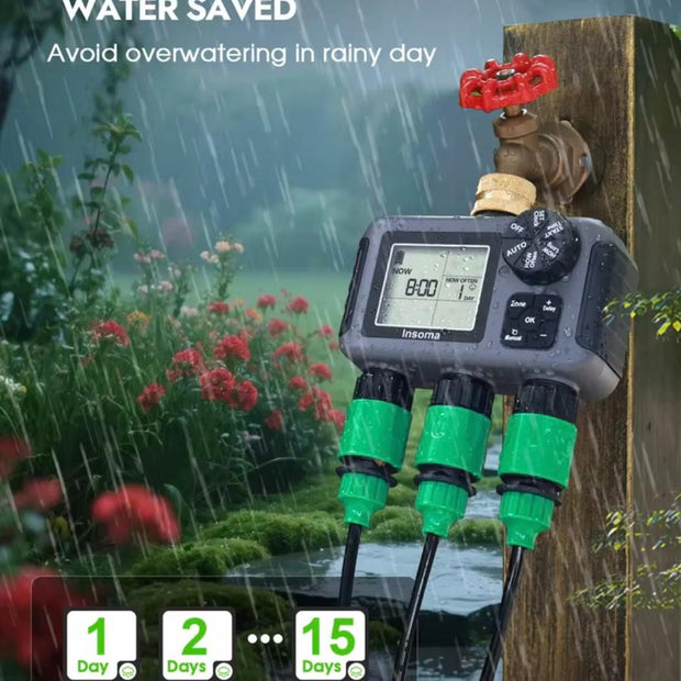 Temporizador de Riego Digital Automático 3 Salidas Lcd