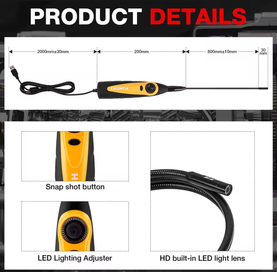 Cámara de Inspección LAUNCH Videoscope HD